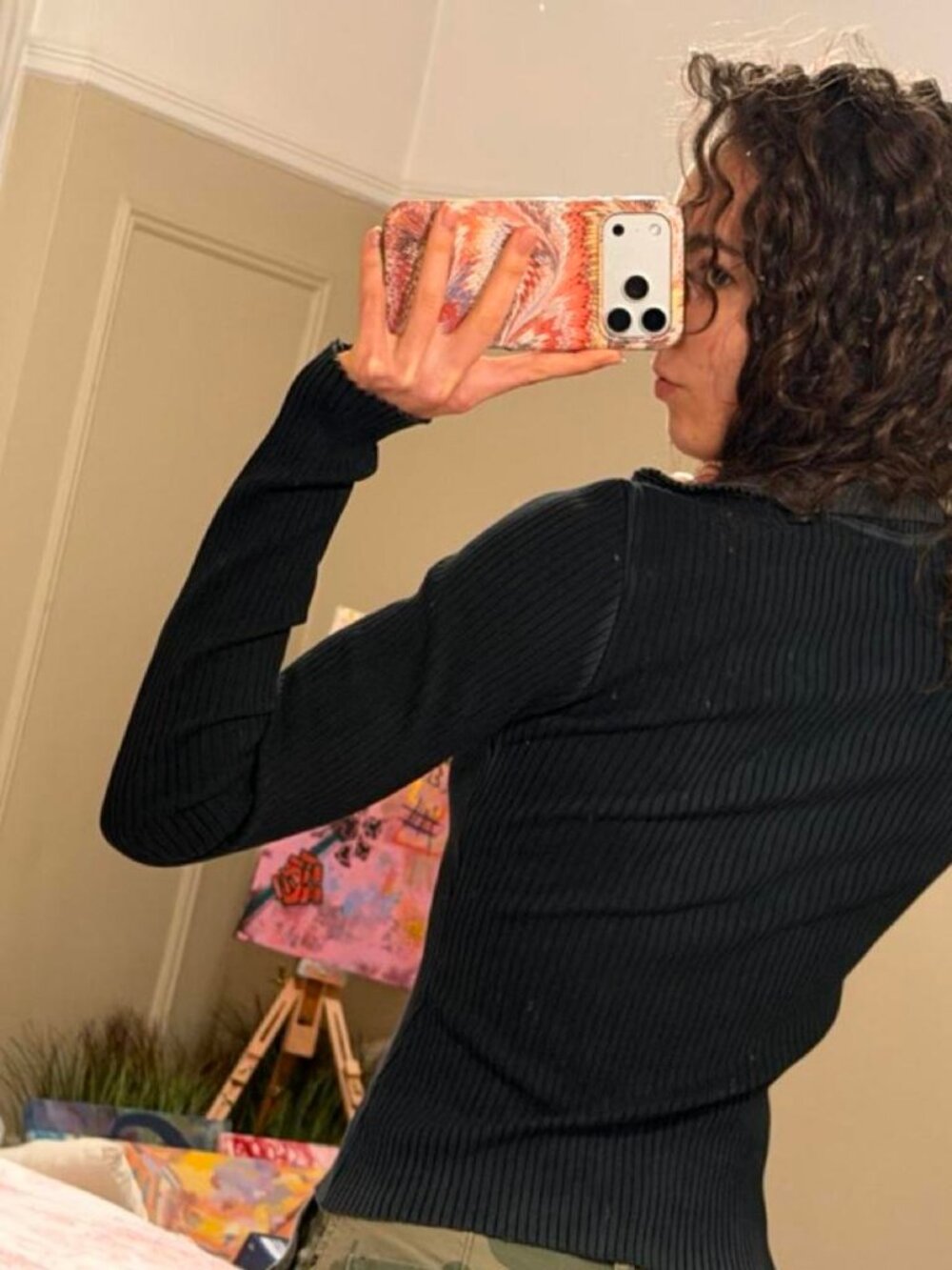Cotton Citizen Black Ribbed Knit Collared Long Sleeve Top M